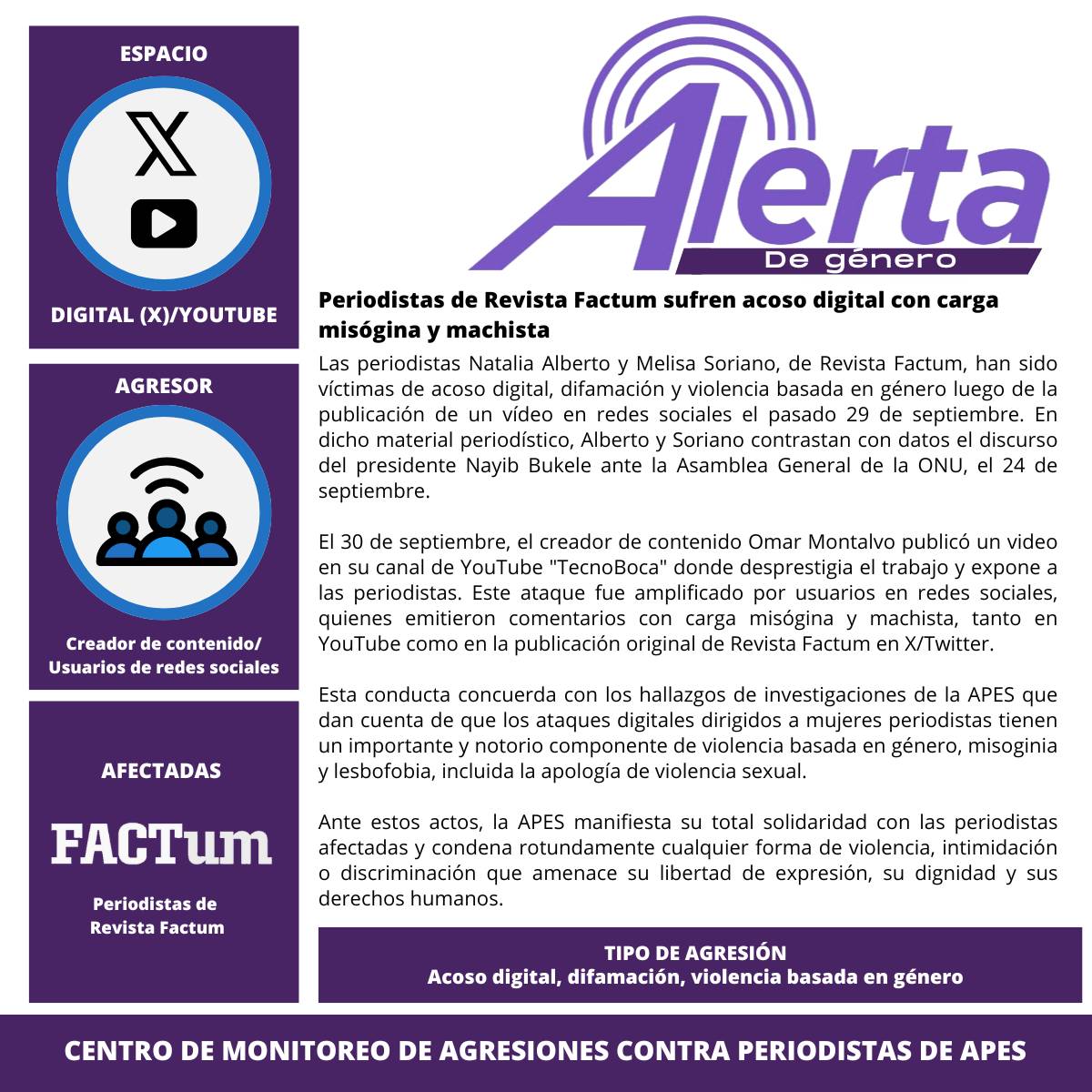 Alerta Digital ALERTA PÚBLICA: Periodistas de Revista Factum sufren acoso digital con ...